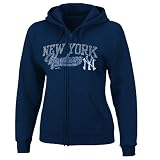 MLB Women's New York Yankees The Beauty Long Sleeve Fullzip Fleece Hoodie (Athletic Navy, Small)