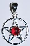 Silver and Garnet Pentagram Pendant
