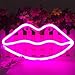 QiaoFei Lips Shaped Neon Signs Led Romantic Art Decorative Neon Lights Wall Decor Studio Party Kids Room Living Room Wedding Party Decoration Pink