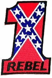Rebel #1 Embroidered Patch Confederate Flag Iron-On Number One Emblem