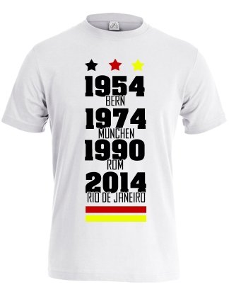 DEUTSCHLAND FAN T-SHIRT – 54 74 90 2014 RIO DE JANIERO – HERREN – T-SHIRT in Weiss by Jayess Gr. L