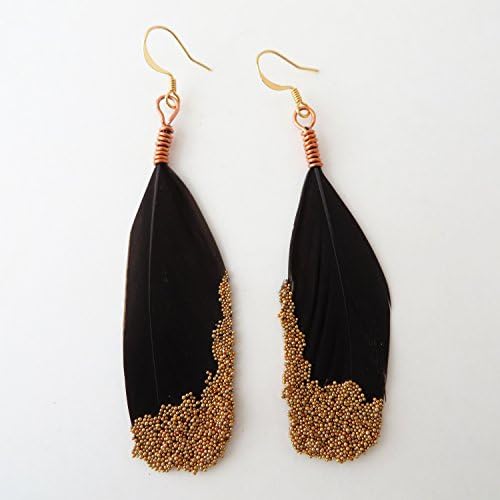 Copper Dipped Feather Earrings