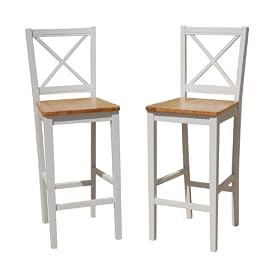 30 inch Virginia Cross Back Stools (Set of 2), White natural by Target Marketing Systems