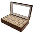 Watch Box for 10 Watches Cherry Matte Finish XL Extra Large Compartments Soft Cushions Clearance Window