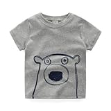 AiGo 半袖ver 2色選べる! やわらかコットン ベアパターン 半袖Tシャツ ストレッチ [並行輸入品]