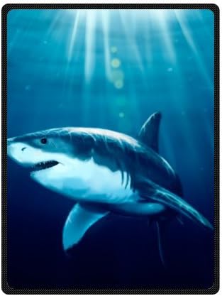 Shark Under the Sea Fish Art Ocean Animal Fleece Travel Blanket Throw Blanket With Refined Size 58" x 80" (Large)