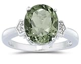 4.50 Oval Cut Green Amethyst & Diamond Ring in White Gold