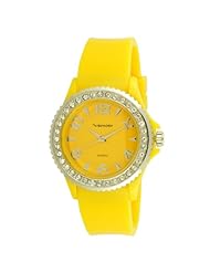 Vernier Womens VNR1908 Easy Read Yellow Silicon Strap Stone Accent Watch