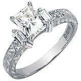 SALE! SALE!Classy! High Fashion! Women's 14k White-gold Princess-cut Moissanite & Diamond Engagement Ring