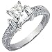 Classy! High Fashion! Women's 14k White-gold Princess-cut Moissanite & Diamond Engagement Ring
