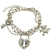 Silver Tone Skull, Heart, and Key Charm Bracelet