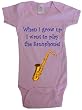 WHEN I GROW UP I WANT TO PLAY THE SAXOPHONE - BigBoyMusic Baby Designs - White, Blue or Pink Onesie / Baby T-shirt