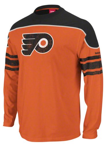 NHL Men's Philadelphia Flyers Shootout Team Long Sleeve Tee (Orange, Small)