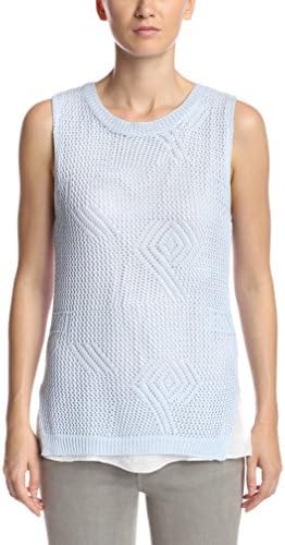 Love Token Women's Hannah Sleeveless Combo Blouse, Light Blue, S