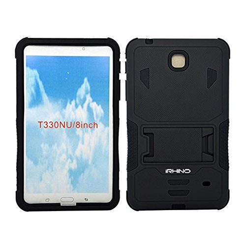 [iRhino] TM BLACK Heavy Duty rugged impact Hybrid Case cover with Build In Kickstand Protective Case For Samsung galaxy Tab 4 8.0 inch T330 Tablet