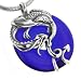Sterling Silver Dragon on Bright Cobalt Blue Glass Donut Pendant