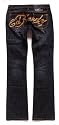 New Ed Hardy Women's Gold Rhinestone Tattoo Boot Cut Jeans