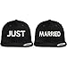 Trendy Apparel Shop Just Married Flat Bill Adjustable Snapback Caps - Black