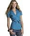Kool Hearts Pintucked Short-Sleeved Blouse with Tie Belt