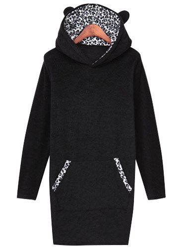 (イイネショップ) eeNeshop ミミ 付き レオパード ロング パーカー