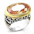 Women's Solitaire Champagne Color Cubic Zirconia Inverted Plating Ring, Size: 5-9