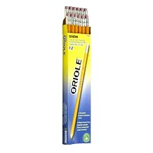 Dixon Oriole #2 Pre-Sharpened Pencils, Wood Cased, Black Core, Box of 12, Yellow (12886)