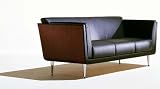 Herman Miller GoetzTM Sofa Walnut Wood Finish in 100% Chrome Free Austrian Leather by Herman Miller
