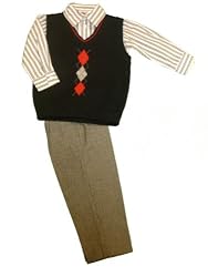 Good Lad Toddler Boy Black Argyle Vest Set
