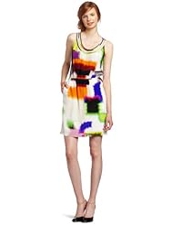 Cutout Keyhole Silk Elasticized   Waistline Sleeveless  Dress With a Ribbon 