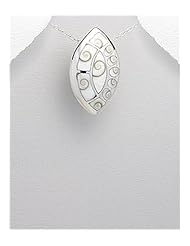 Eye Shell Pendant Necklace In 92.5 Sterling Silver