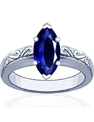 14K White Gold Marquise Cut Blue Sapphire Solitaire Ring