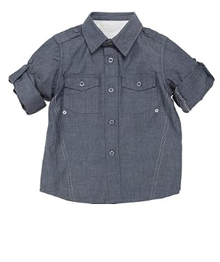Long Sleeve Roll Up Chambray Shirt And Rib T-shirt