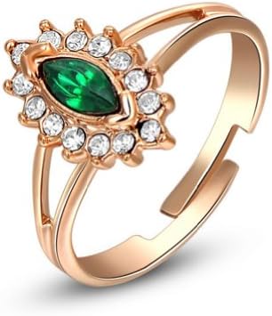 Catrina Selection Women Rose Gold Green Austria Green Crystal Studded Rings Size 8