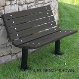Contour Bench, Recycled Plastic, 6 Ft, In Ground Mount, Black