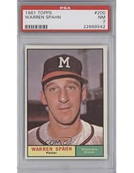 Collectibles: Warren Spahn PSA GRADED 7 Milwaukee Braves (Baseball Card) 1961 Topps #200 - Topps
