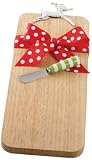 Mud Pie 'Tis The Season 16-3/4-Inch Wood Cutting Board  with Metal Deer Handle and Spreader