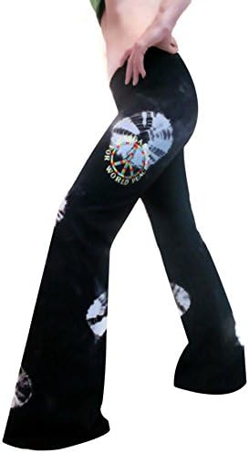 Margarita Women's Tie Dye World Peace Fitness Pants 3 Black