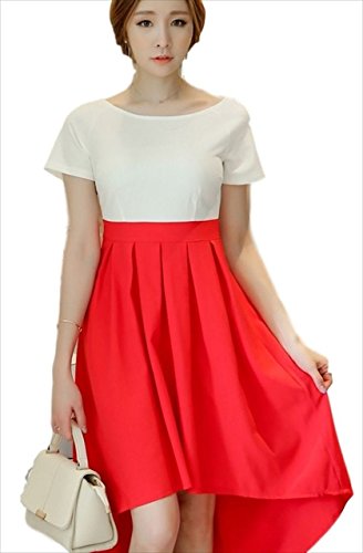 (フムフム) fumu fumu ワンピース 二次会ドレス パーティー 半袖 ( 切替 ドッキング ワンピ 赤 黒 ) 2016 夏 エレガント ファッション ドレス