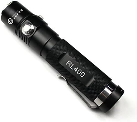 Vuann Rl400 Waterproof USB Rechargeable Flashlight- Cree Xp-g R5 Led 500lumens 3 Modes- Easy to Press Metal Switch Backup EDC Gear-with Protected 2600mAh Li-ion 18650 Battery&amp; Holster Bundle