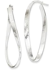 4mm, Textured Twisted Oval Hoops in 14K White Gold, 50mm (1 7/8")