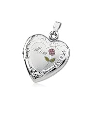 Mom Heart Locket in Sterling Silver