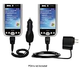 (2-in-1 Combo) Car Charger + AC/ Wall/ Travel Charger for Dell Axim X50/ X50V/ X51/ X51v