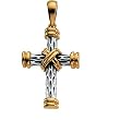 14K Two-Tone Gold Cross Pendant - 29.25x21.50mm