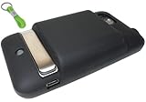Black HTC Thunderbolt 4G LTE Extended Battery Silicone Case w/ GizMax Silic ....