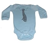Formal Striped Tie tuxedo Baby LONG SLEEVE Onesie/One-piece, 12 Months, Light Blue