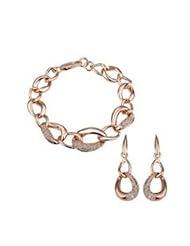 XiangGang ShaoGi 18k White Gold, Round Diamond Ball Fashion Sets, White And Rose Red - 18 inch