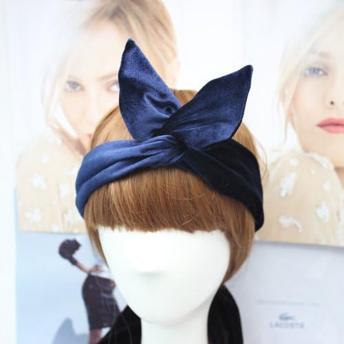 Wonder Castle Fashion Korean Velvet Freestyle Ribbon Bow and Rabbit Ear Headband-Assorted Colors