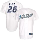 MLB Men's Toronto Blue Jays Adam Lind White Home Short Sleeve 6 Button Synthetic Replica Baseball Jersey Spring 2012  (White, Large)