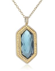 Anna Beck Designs "Gili London Blue Quartz" 18k Gold-Plated Blue Quartz Hexagon Pendant Necklace, 18"