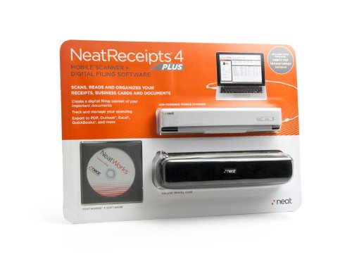 Neat Receipts 4 Plus Mobile Scanner w/ Case + Digital Filing Software